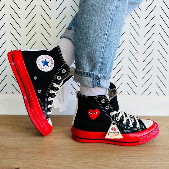 ❤️NEW Women Sz 10.5 CONVERSE CDG Hearts Chuck 70 Comme des Garcons Black A01793C - Picture 1 of 13